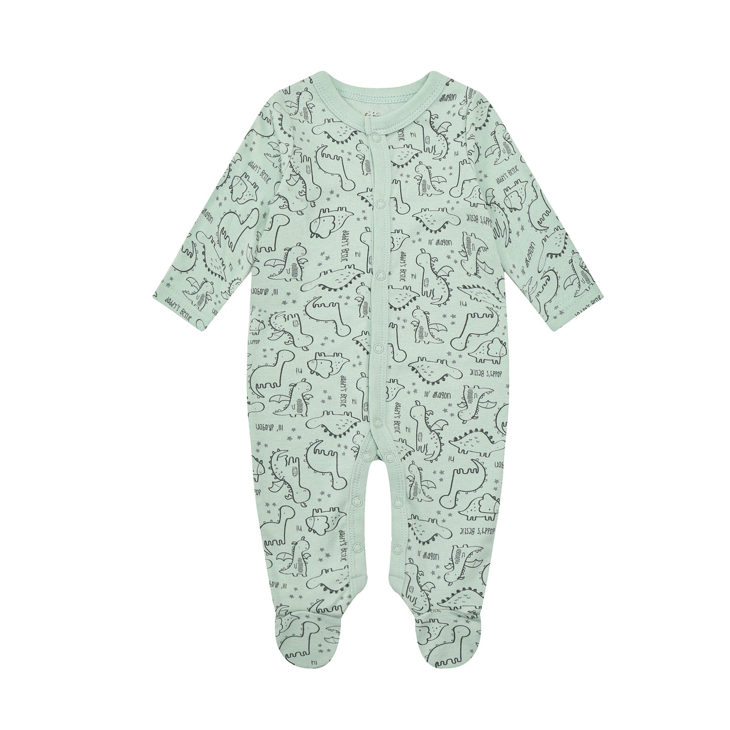 Infancie 5-Pc Baby Layette Set - Grower, Bodysuit,Bib,Hat and Mittens (Green Dino)