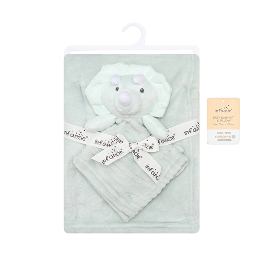 INFANCIE Blanket with Snuggle Toy (Mint Dino)