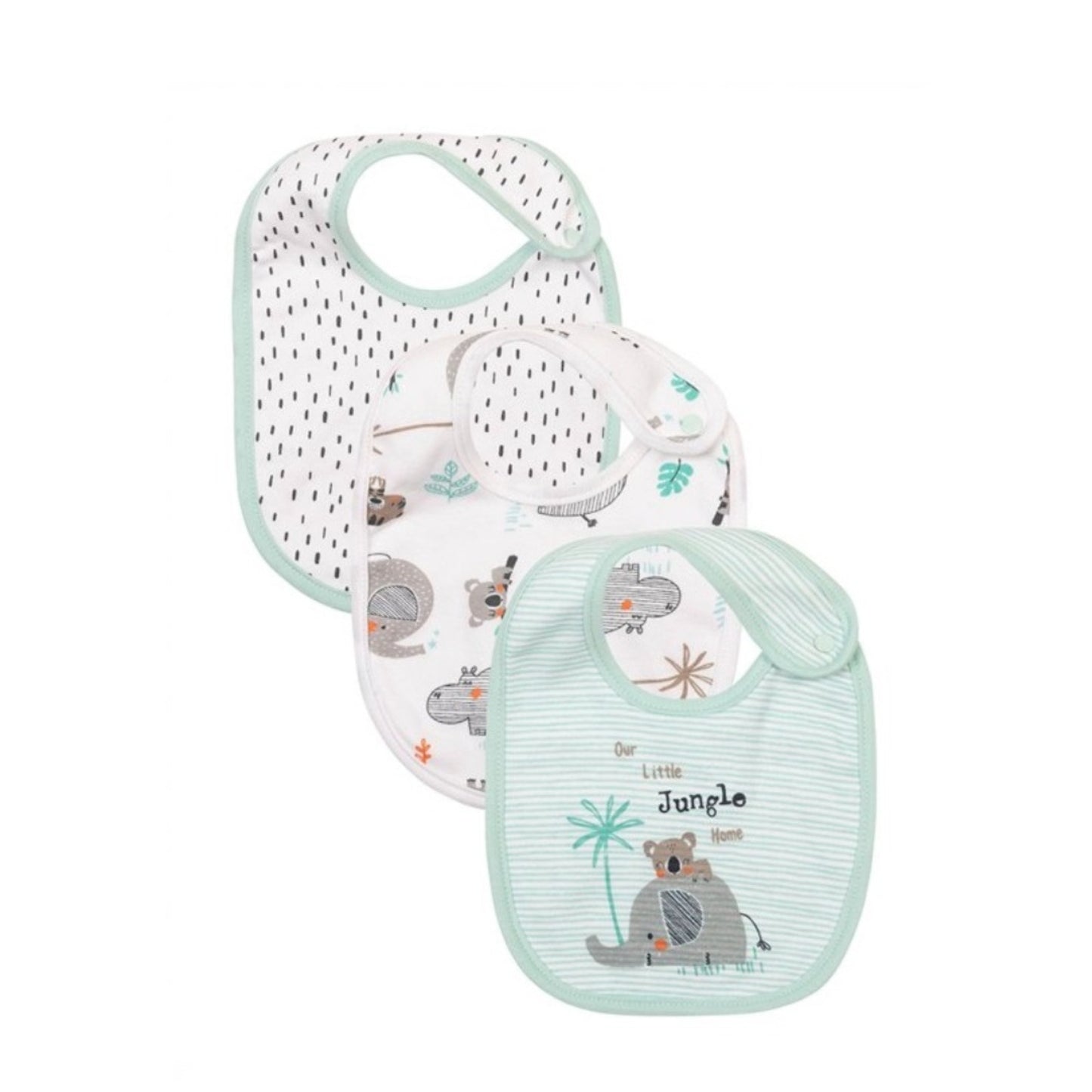 INFANCIE 3-Pc 100% Cotton Baby Bib (Mint Jungle)