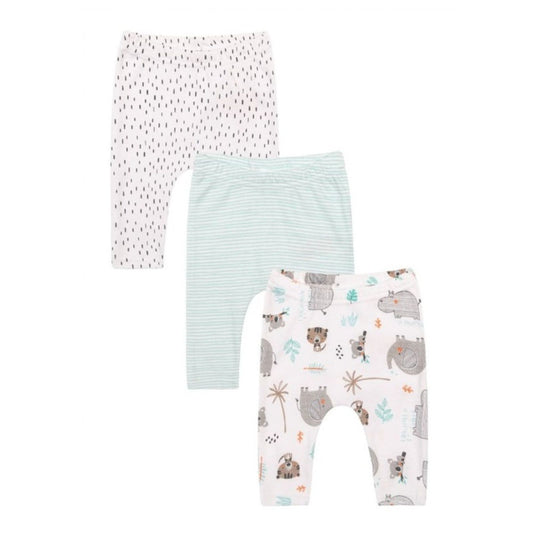 INFANCIE 3-Pc 100% Cotton Baby Pants 0-12m (Mint Jungle)