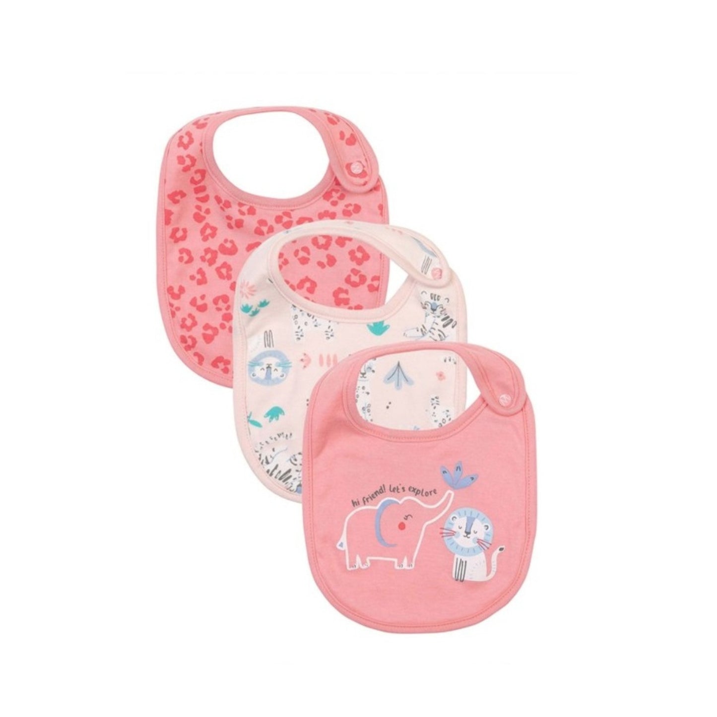 INFANCIE 3-Pc 100% Cotton Baby Bib (Pink Safari)