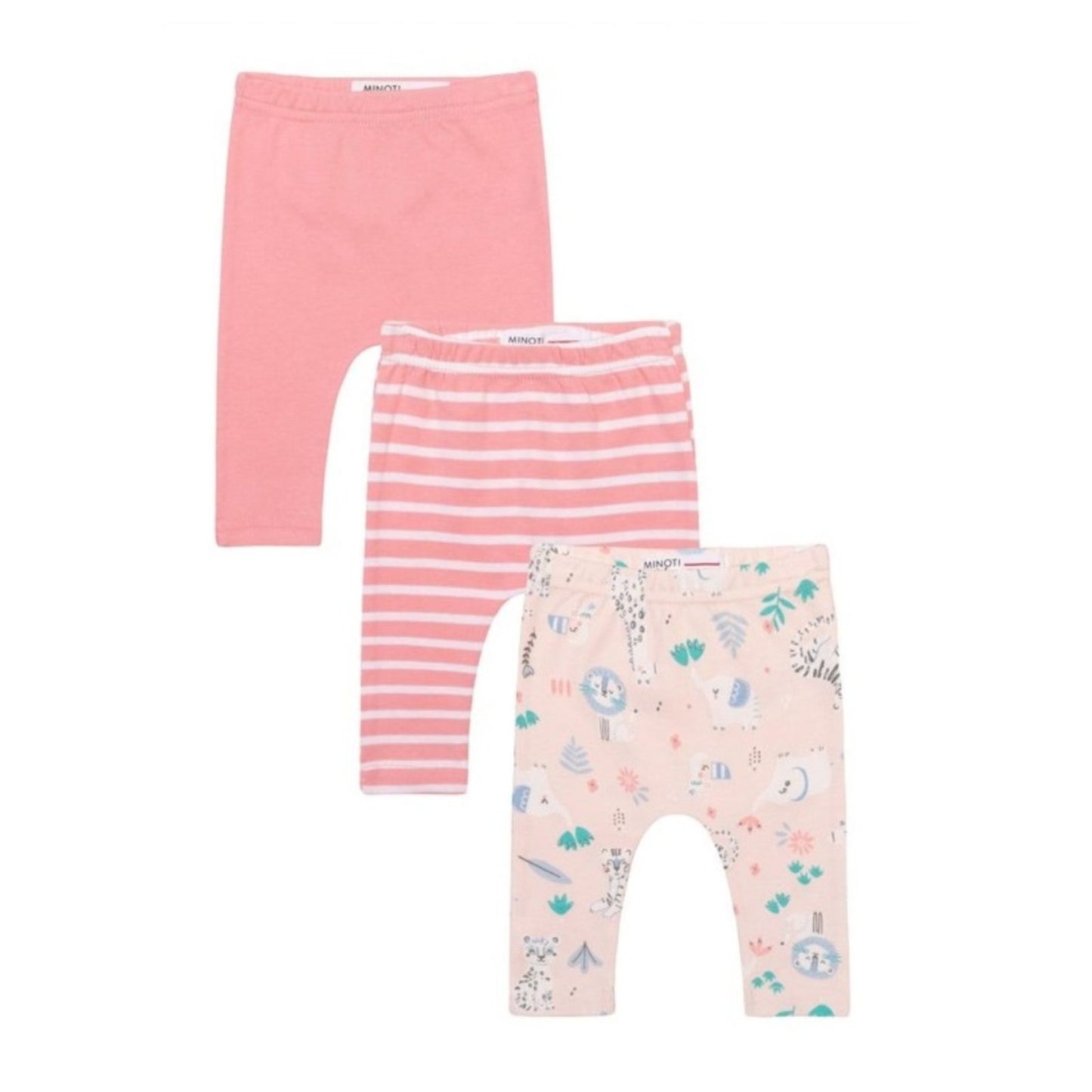 INFANCIE 3-Pc 100% Cotton Baby Pants 0-12m (Pink Safari)