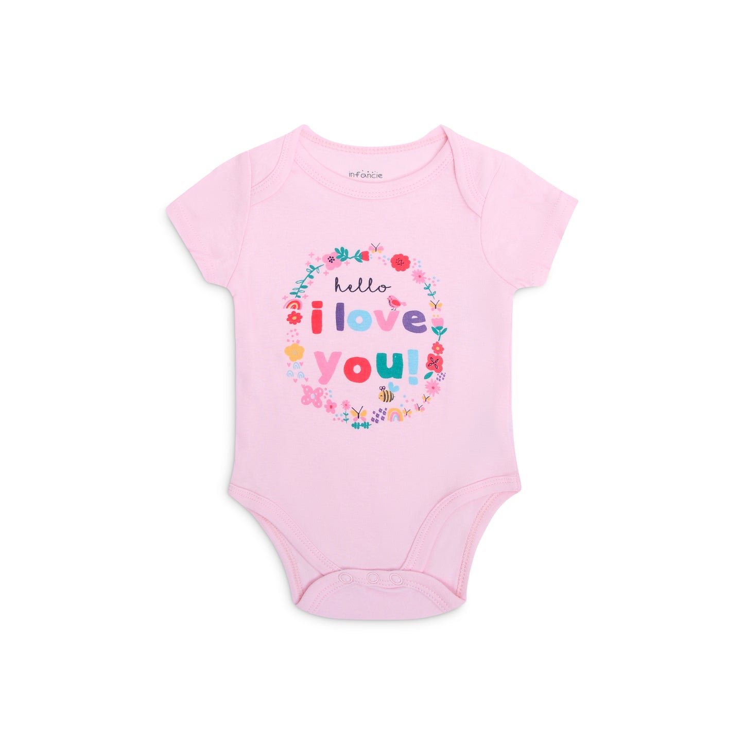 INFANCIE 3-Pc 100% Cotton Short-Sleeved Baby Bodysuits (In the Garden)