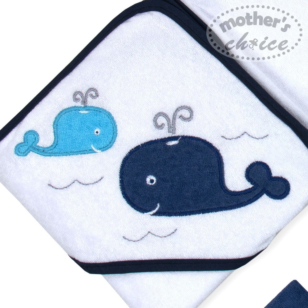 MOTHER'S CHOICE 100% Cotton Hooded Towel with 5 Face-Cloths (Blue)