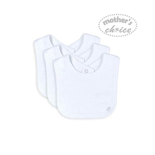 MOTHER'S CHOICE 3-Pc 100% Cotton Baby Bibs White