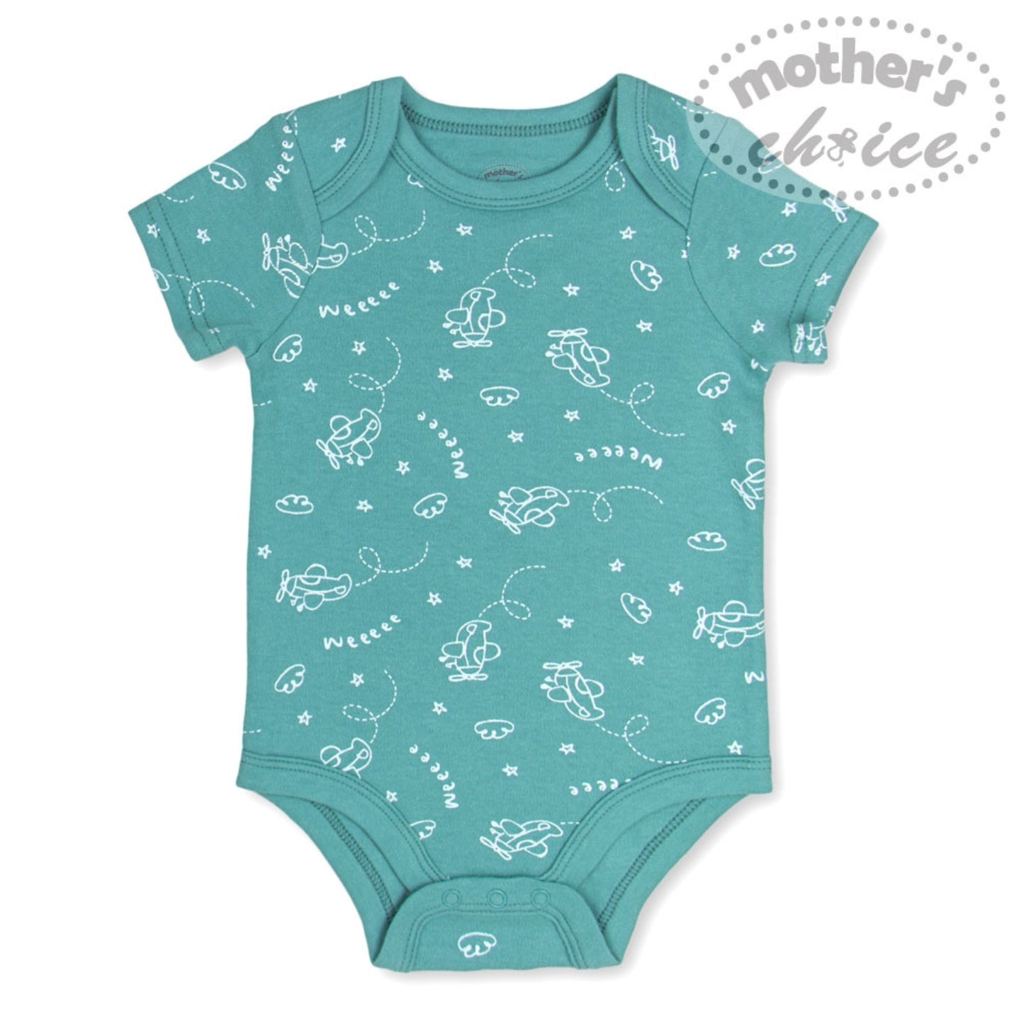 MOTHER'S CHOICE 5-Pc 100% Cotton Short-Sleeved Baby Bodysuit (To the Moon)