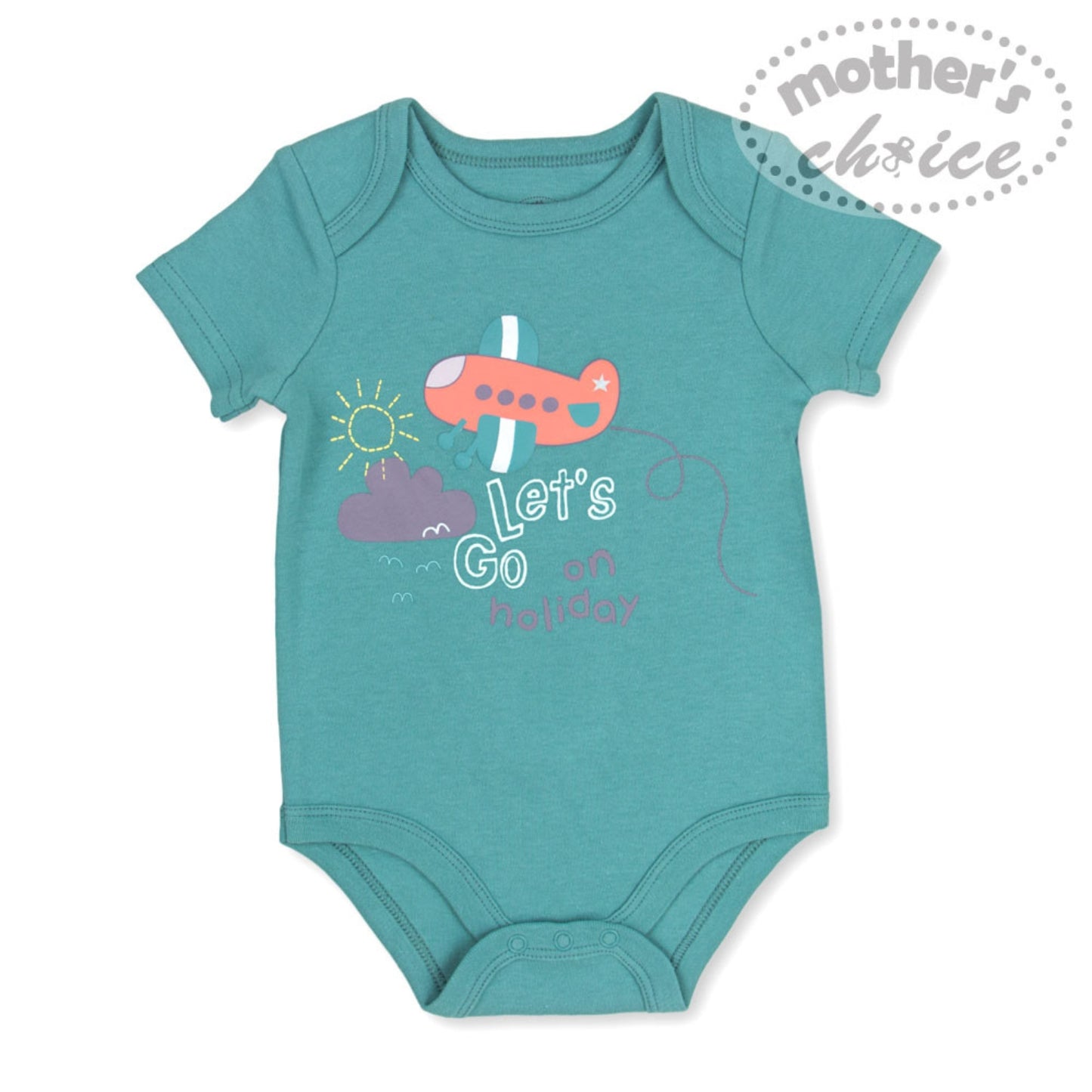 MOTHER'S CHOICE 5-Pc 100% Cotton Short-Sleeved Baby Bodysuit (To the Moon)