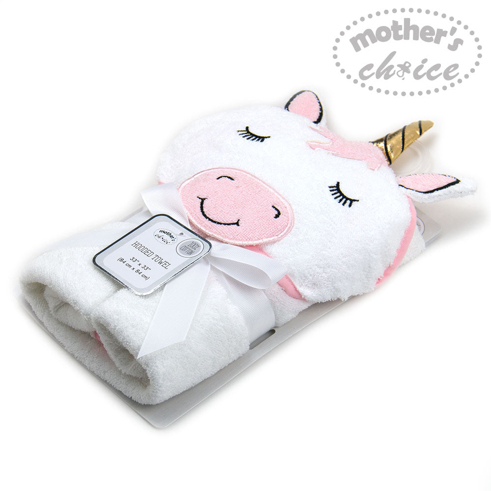 MOTHER'S CHOICE 100% Pure Cotton Infant / Baby 3D Hooded Towel (Unicorn)