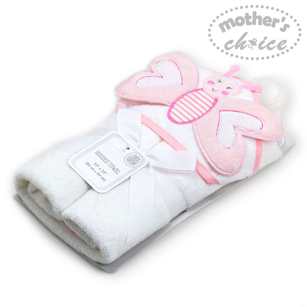 MOTHER'S CHOICE 3D 100% Pure Cotton Infant / Baby Hooded Towel (Butterfly)