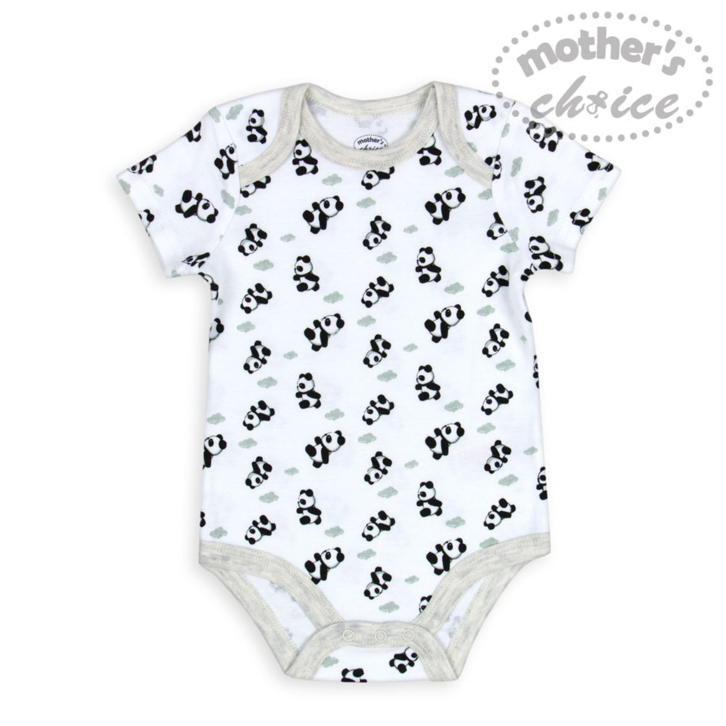 MOTHER'S CHOICE 3-Pc 100% Cotton Short-Sleeved Baby Bodysuit (Panda)