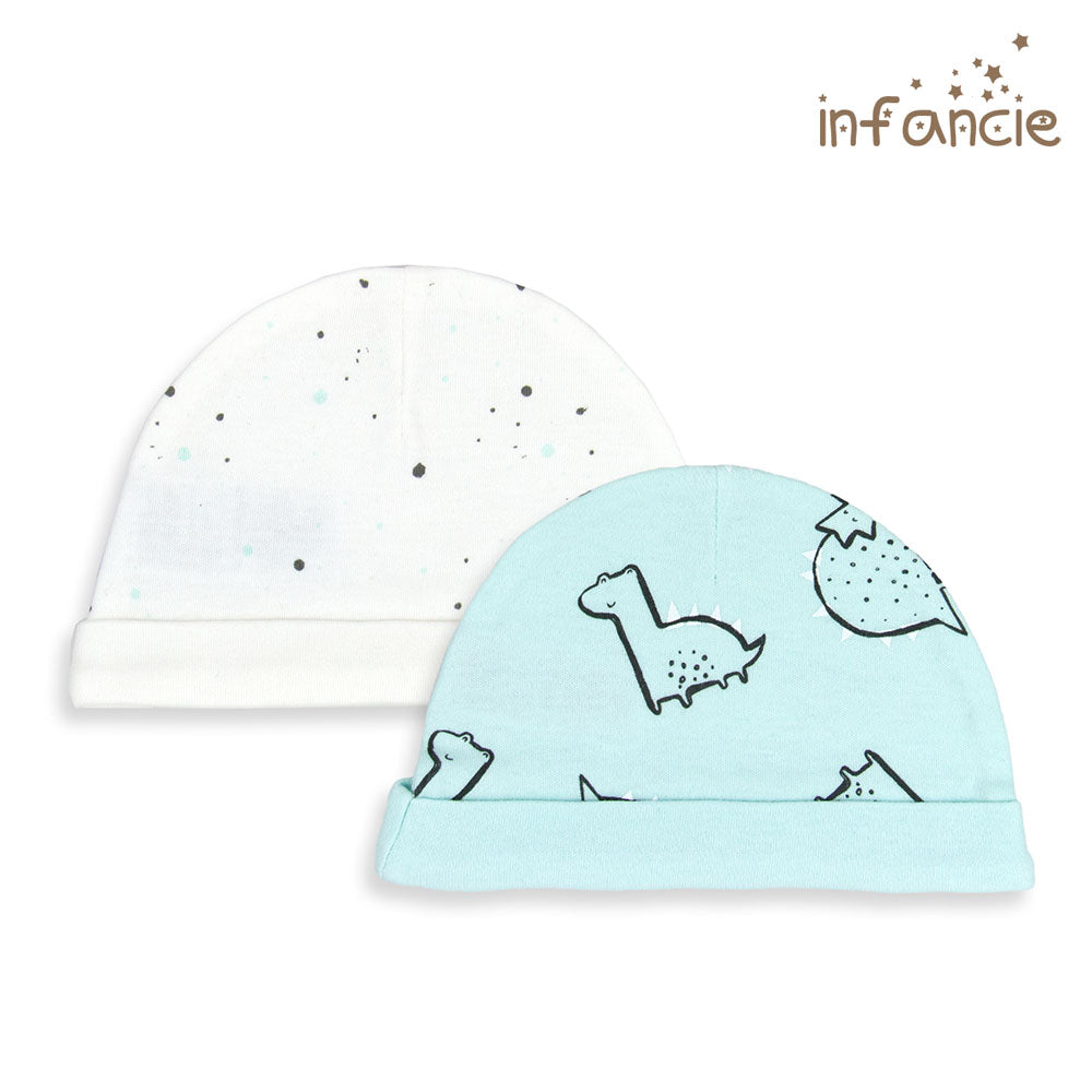 INFANCIE 2-Pc 100% Cotton Baby Hat (Navy/Blue Skateboard)