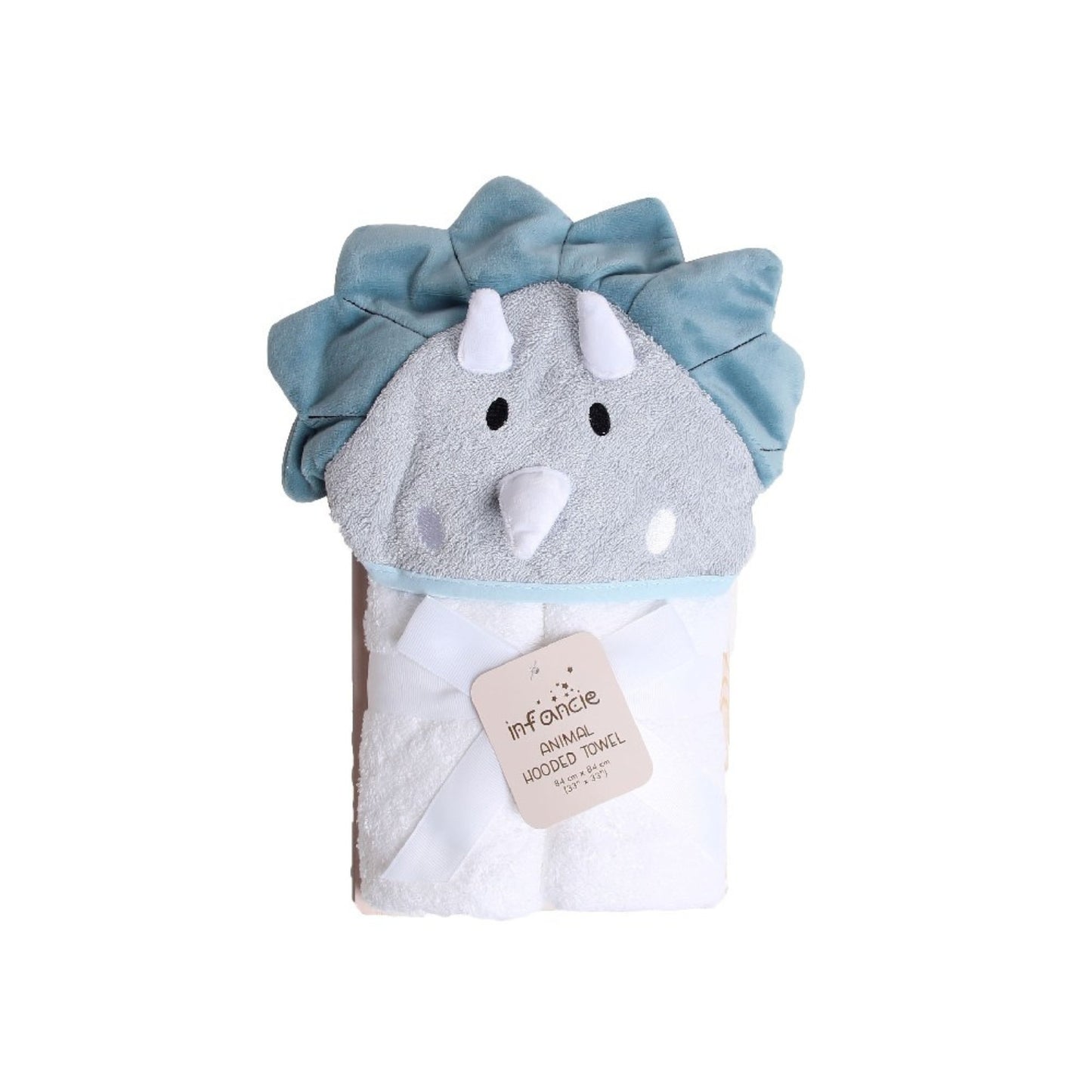 INFANCIE 100% Pure Cotton Infant / Baby 3D Hooded Towel (Dino)