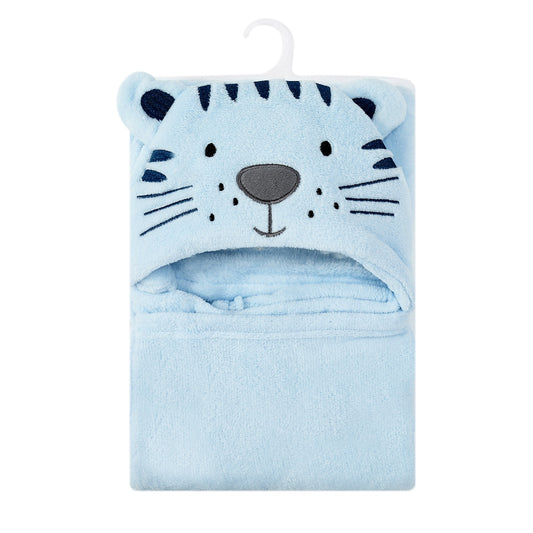 MOTHER'S CHOICE Baby Hooded Coral Fleece Blanket (Tiger)