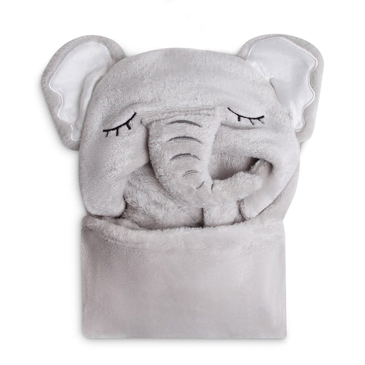 MOTHER'S CHOICE Baby Hooded Coral Fleece Blanket (Elephant)