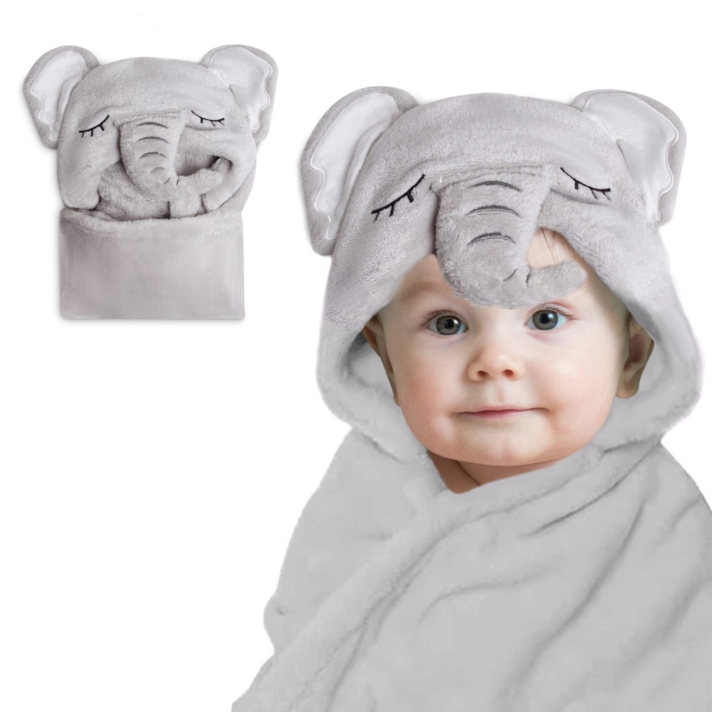 MOTHER'S CHOICE Baby Hooded Coral Fleece Blanket (Elephant)