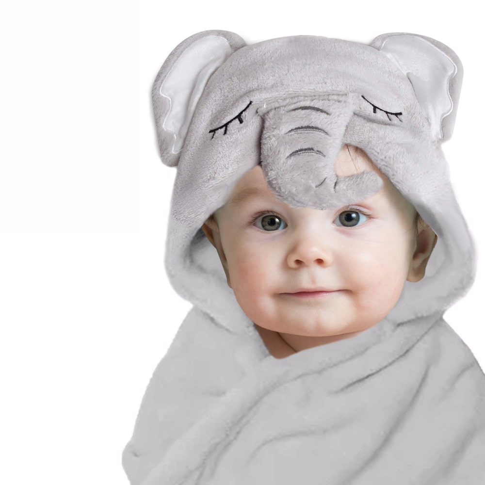 MOTHER'S CHOICE Baby Hooded Coral Fleece Blanket (Elephant)