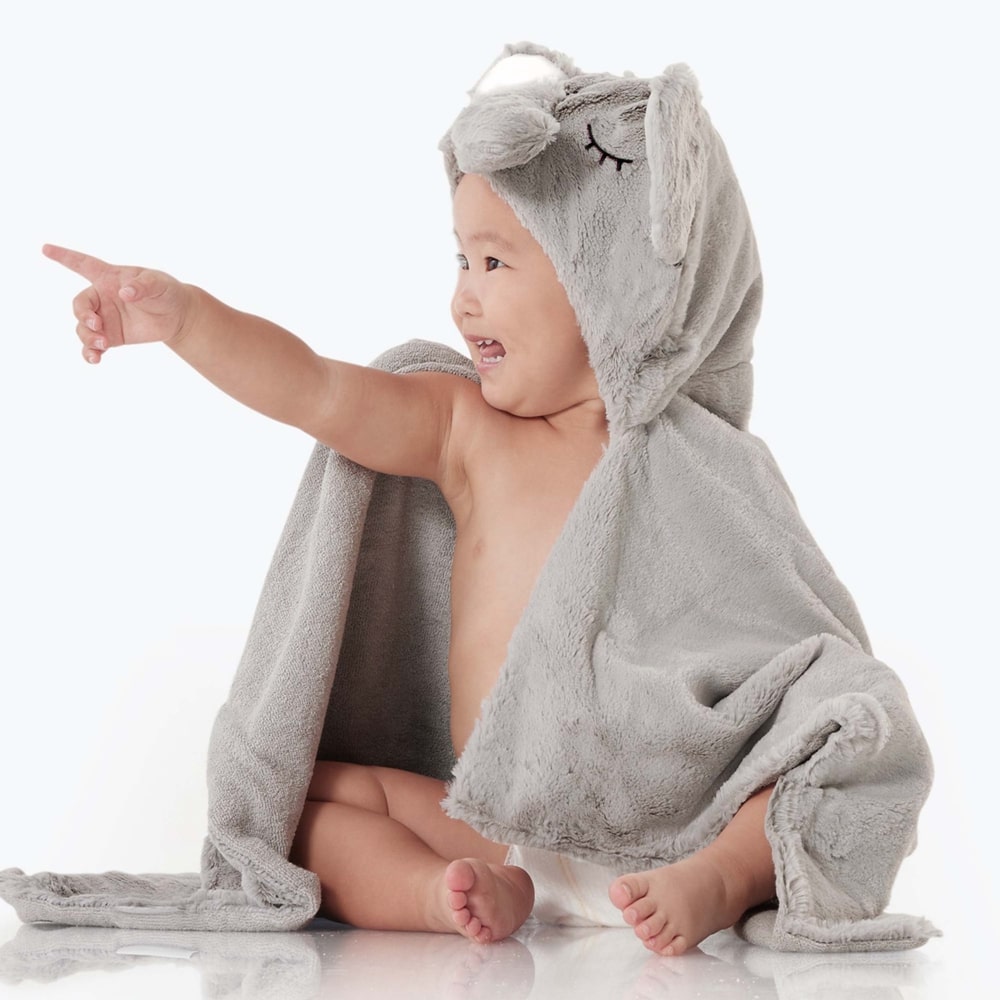 MOTHER'S CHOICE Baby Hooded Coral Fleece Blanket (Elephant)