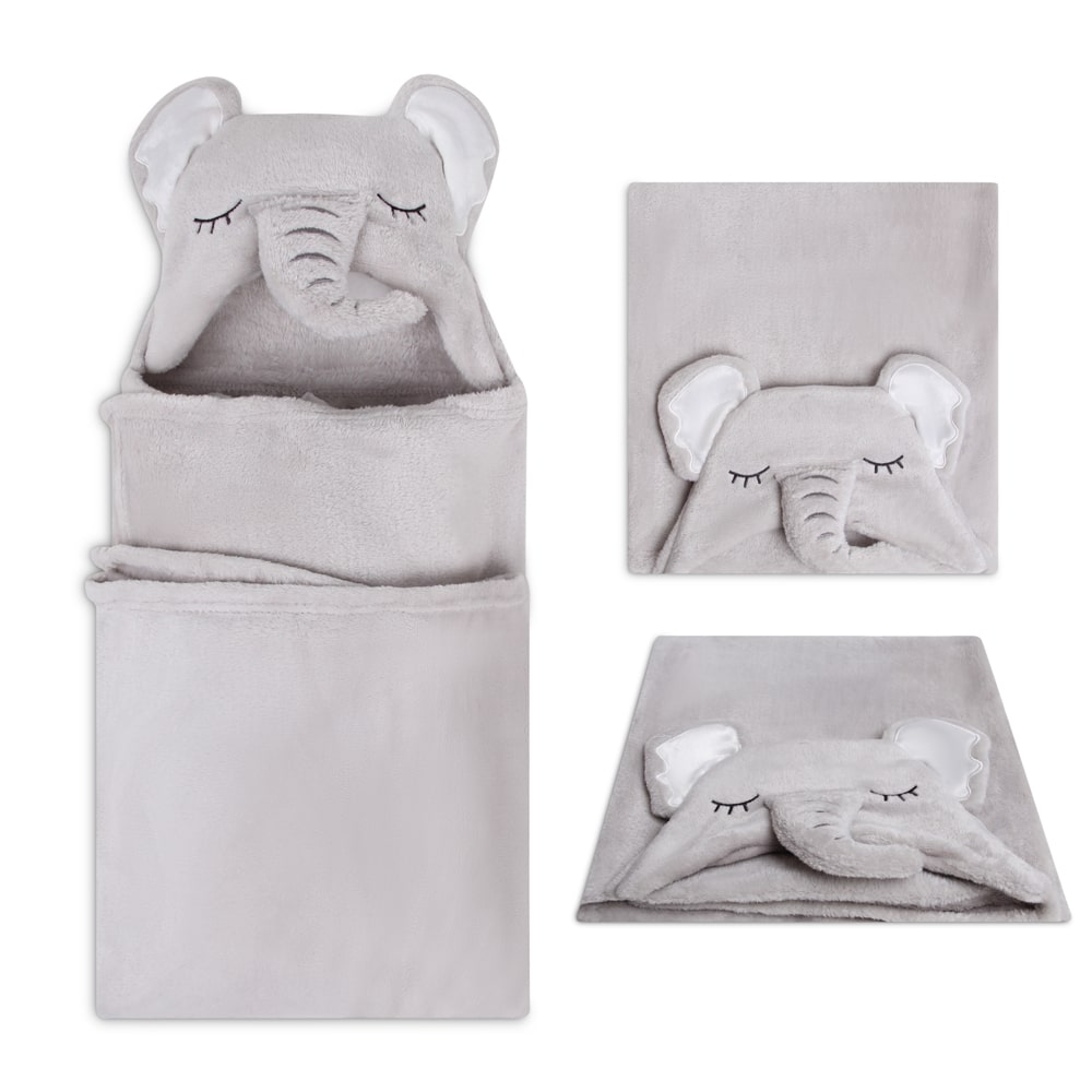 MOTHER'S CHOICE Baby Hooded Coral Fleece Blanket (Elephant)