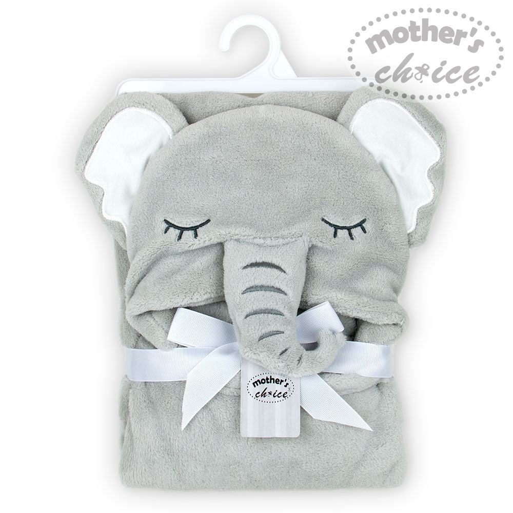 MOTHER'S CHOICE Baby Hooded Coral Fleece Blanket (Elephant)