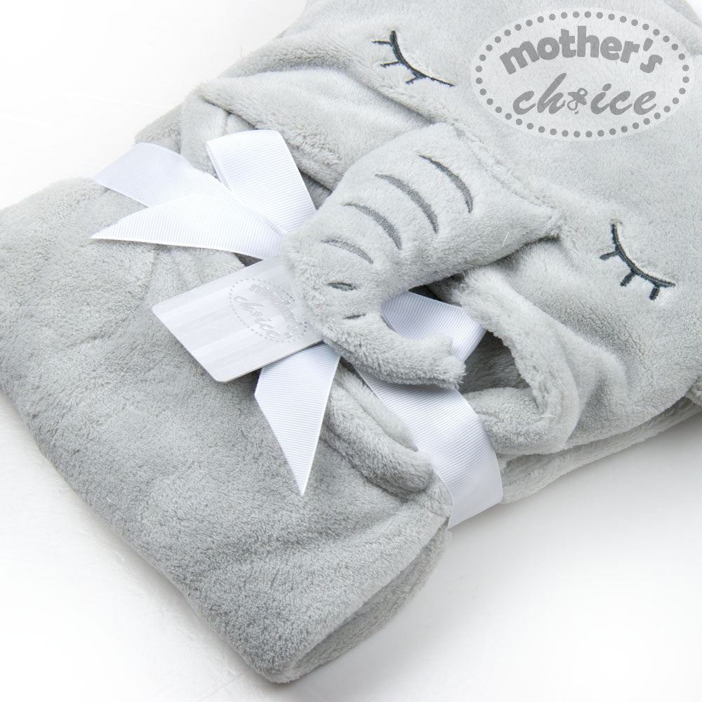 MOTHER'S CHOICE Baby Hooded Coral Fleece Blanket (Elephant)