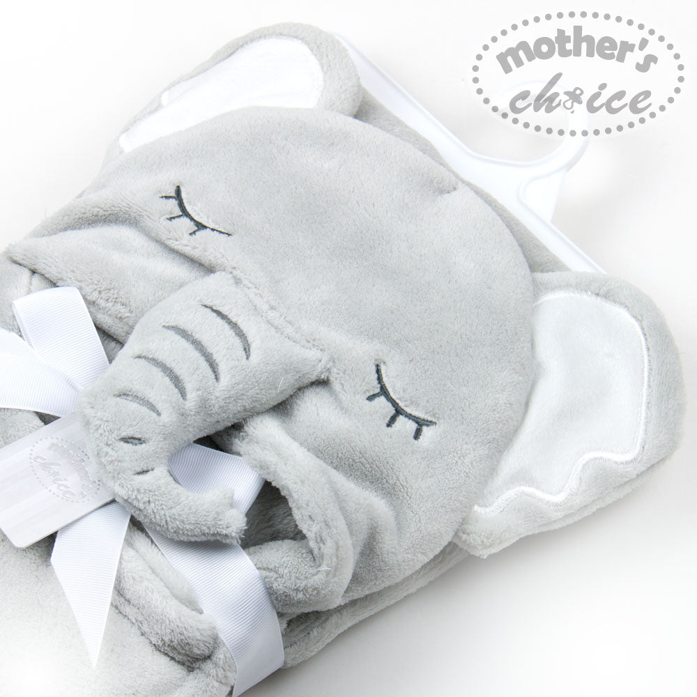 MOTHER'S CHOICE Baby Hooded Coral Fleece Blanket (Elephant)