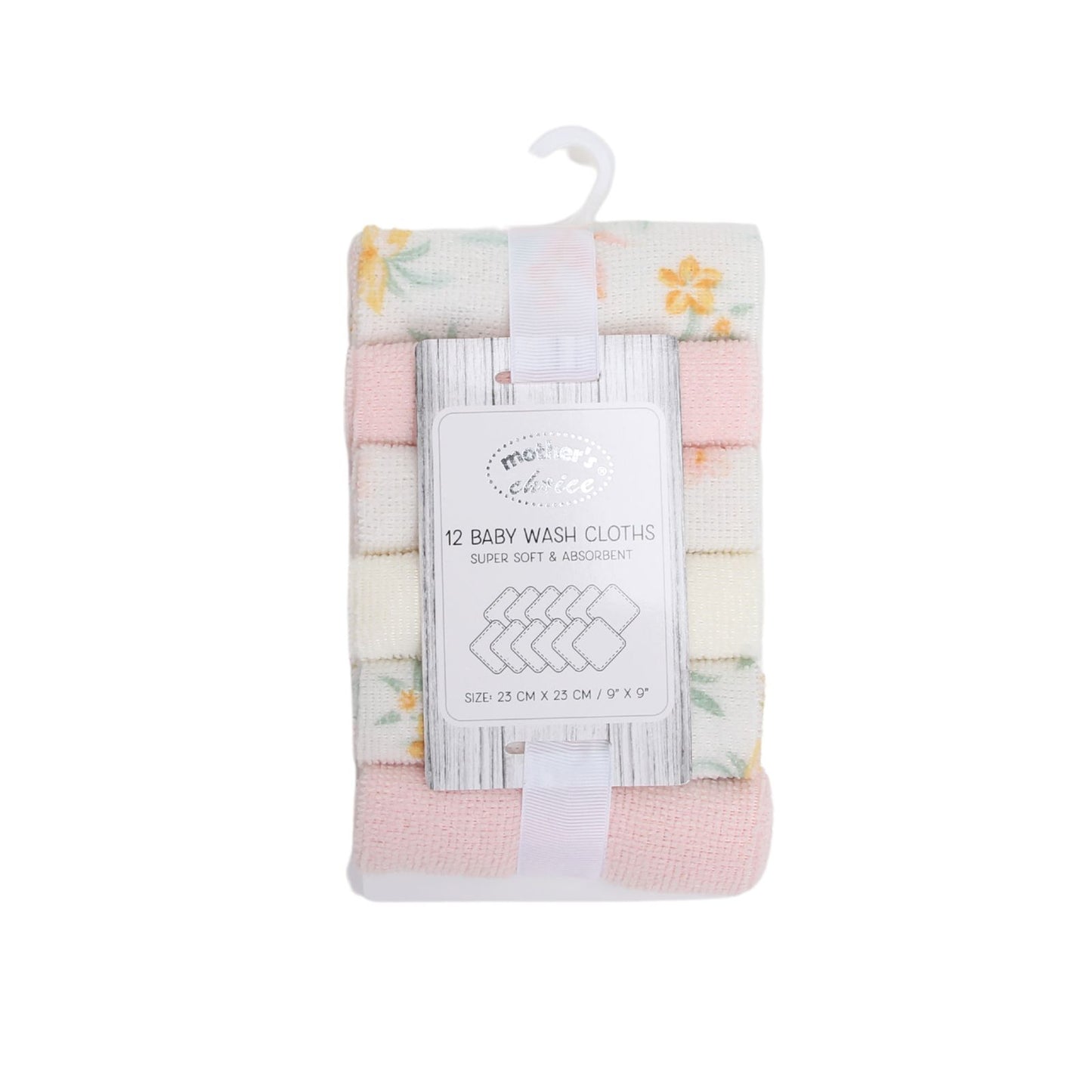 MOTHER'S CHOICE 12-Pc Wash Cloth (Pink Flora)