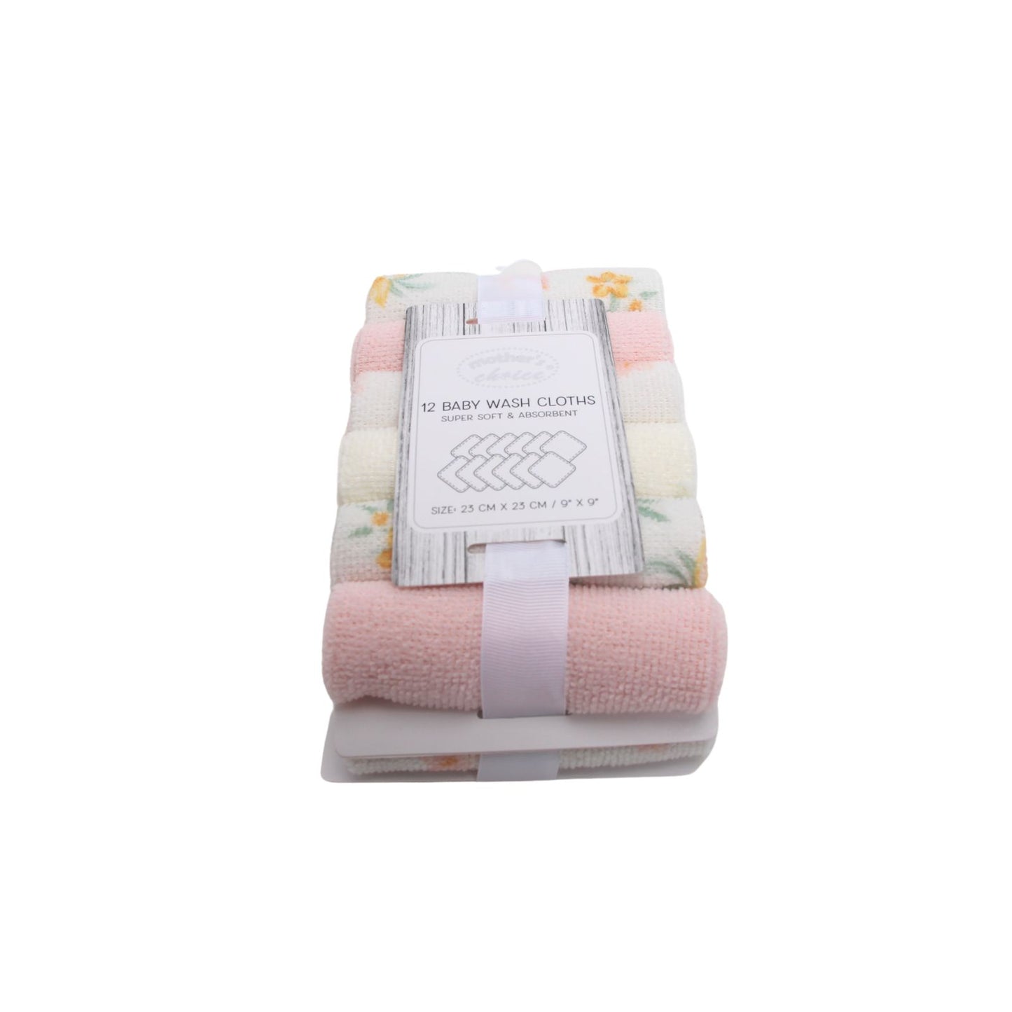 MOTHER'S CHOICE 12-Pc Wash Cloth (Pink Flora)