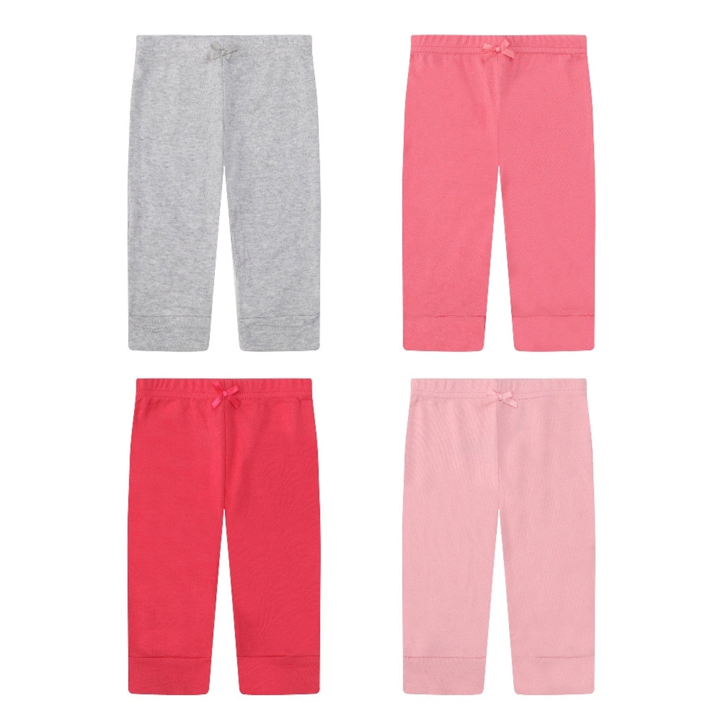 MOTHER'S CHOICE 4-Pc 100% Cotton Baby Pants 3-12m (Pink-Grey Mix)