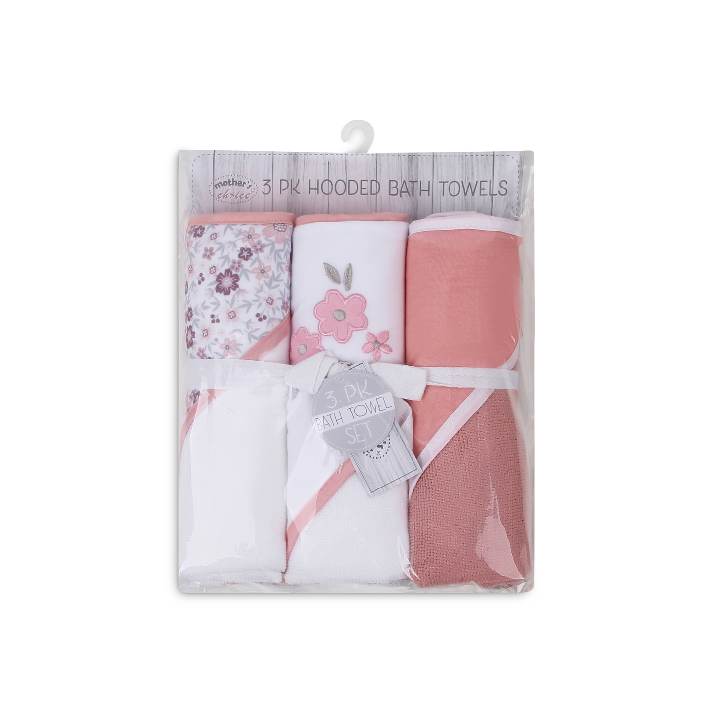 MOTHER'S CHOICE 3-Pc Baby Hooded Towel Set (Flowers)