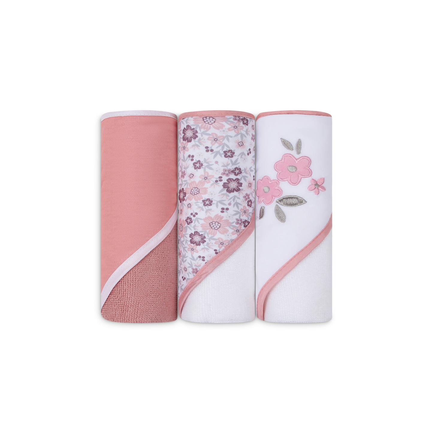 MOTHER'S CHOICE 3-Pc Baby Hooded Towel Set (Flowers)