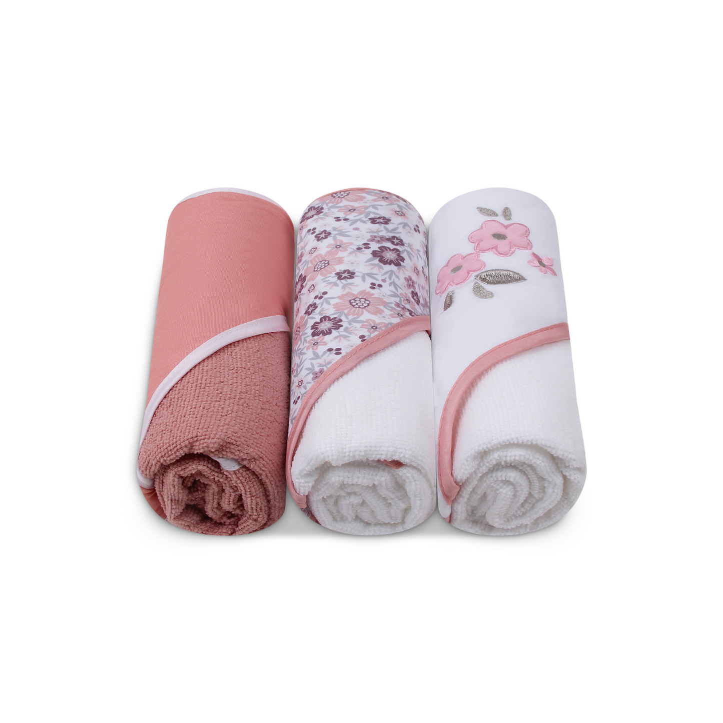 MOTHER'S CHOICE 3-Pc Baby Hooded Towel Set (Flowers)