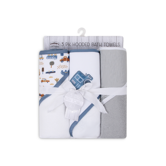 MOTHER'S CHOICE 3-Pc Baby Hooded Towel Set (Vroom)