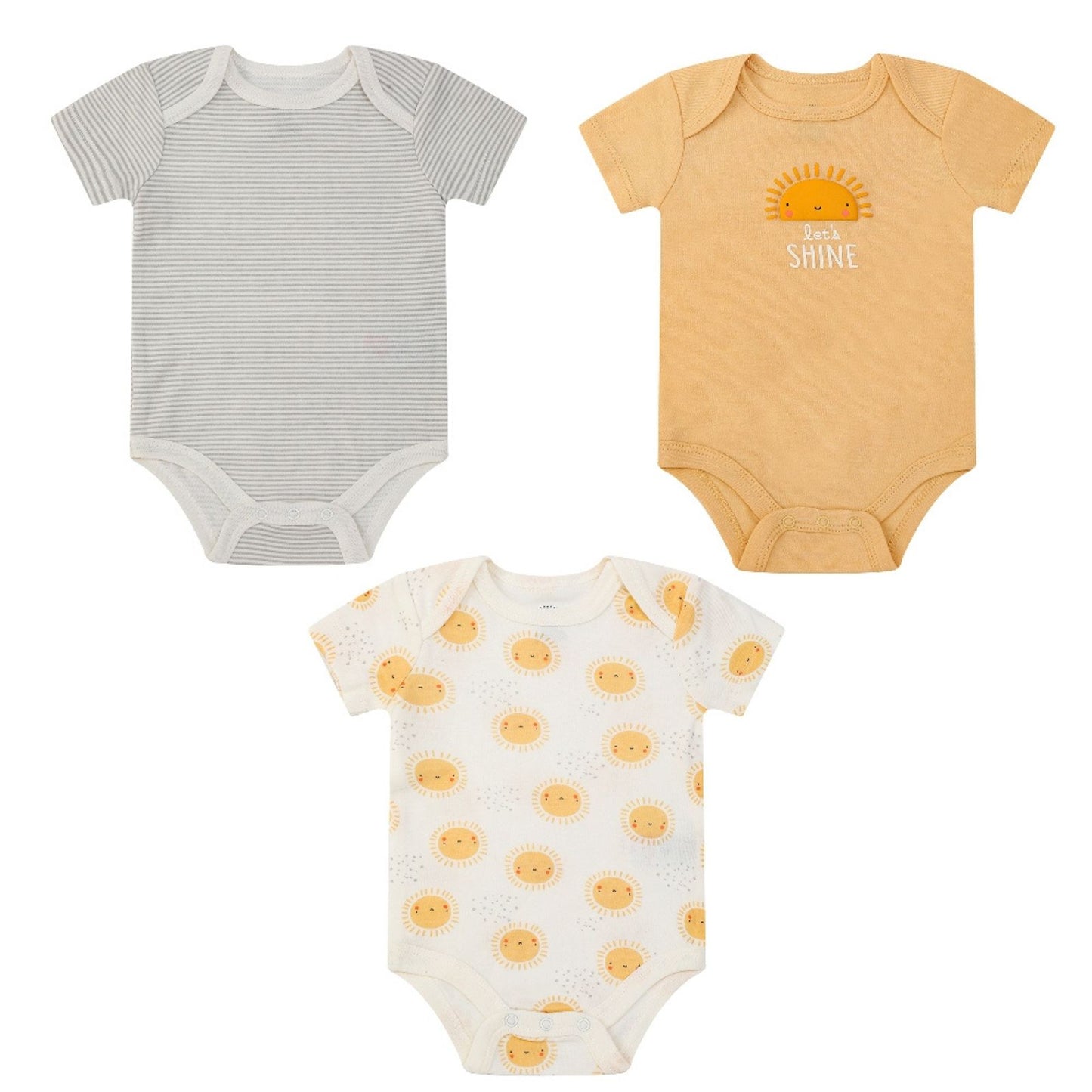 MOTHER'S CHOICE 3-Pc 100% Cotton Short-Sleeved Baby Bodysuit (Sunshine)