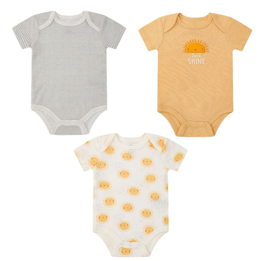 MOTHER'S CHOICE 3-Pc 100% Cotton Short-Sleeved Baby Bodysuit (Sunshine)