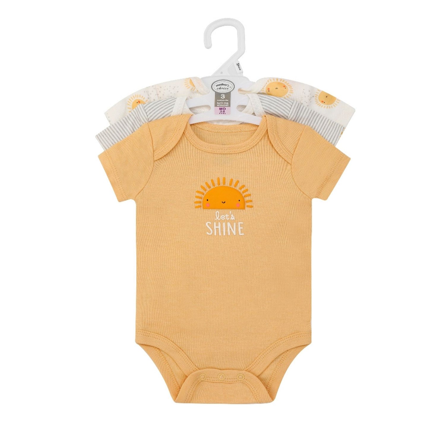 MOTHER'S CHOICE 3-Pc 100% Cotton Short-Sleeved Baby Bodysuit (Sunshine)