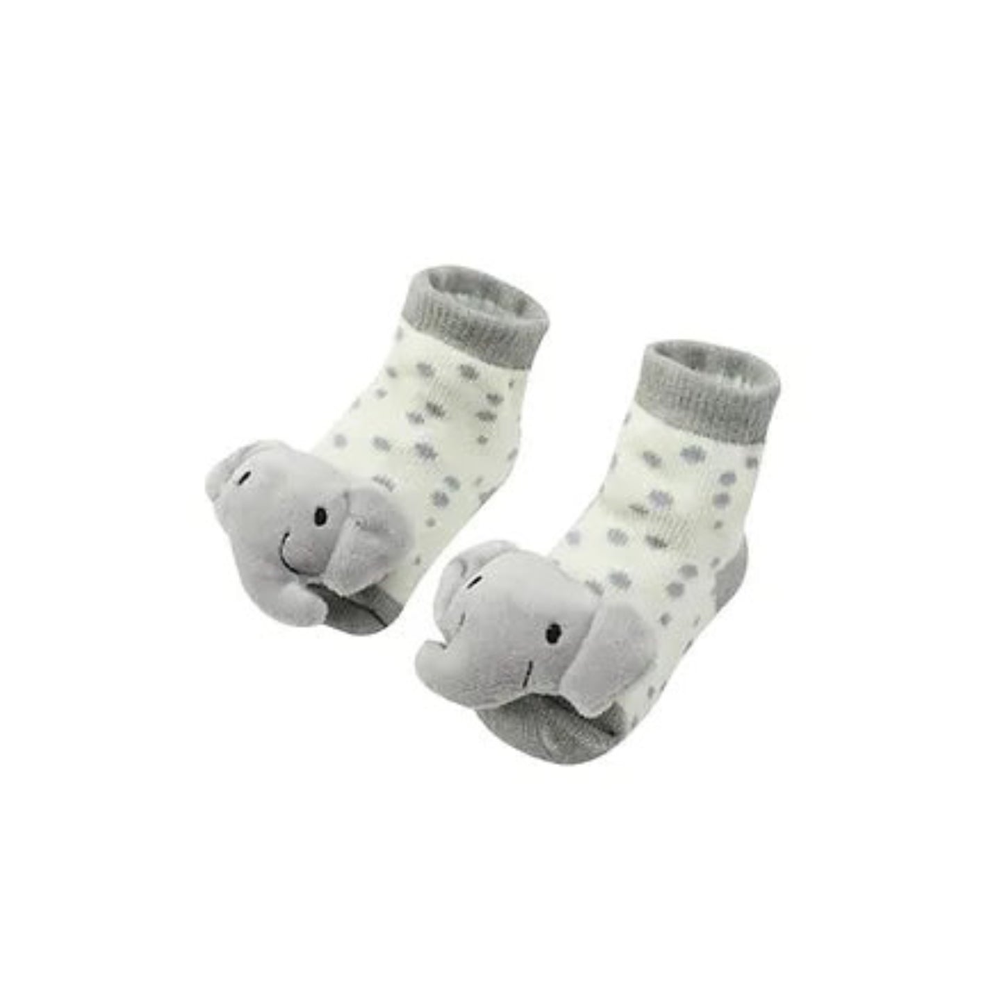 MOTHER'S CHOICE 3-Pc Newborn Baby Hat, Bib, Rattle Socks Cotton Set (Little Peanut Elephant)