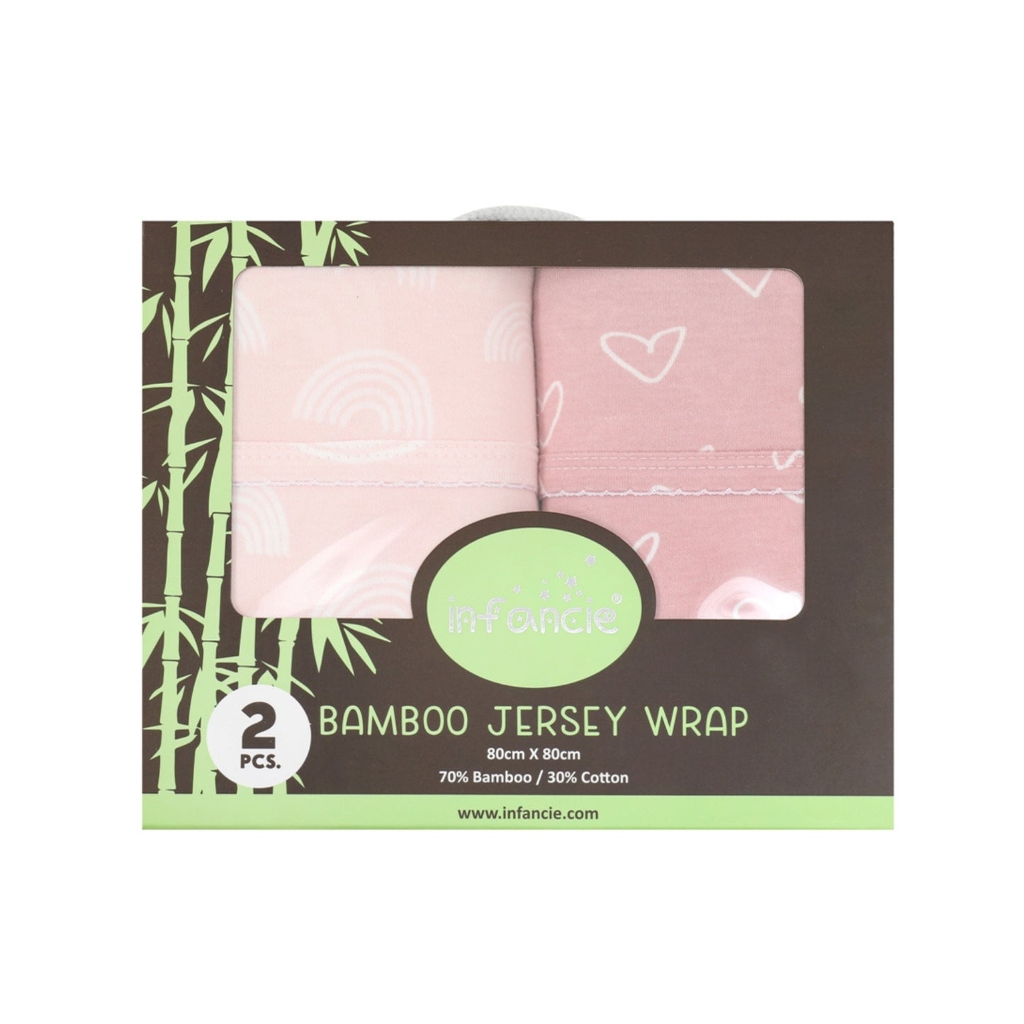 INFANCIE 2-Pc Bamboo Cotton Baby Jersey Wrap Gift Set (Pink)