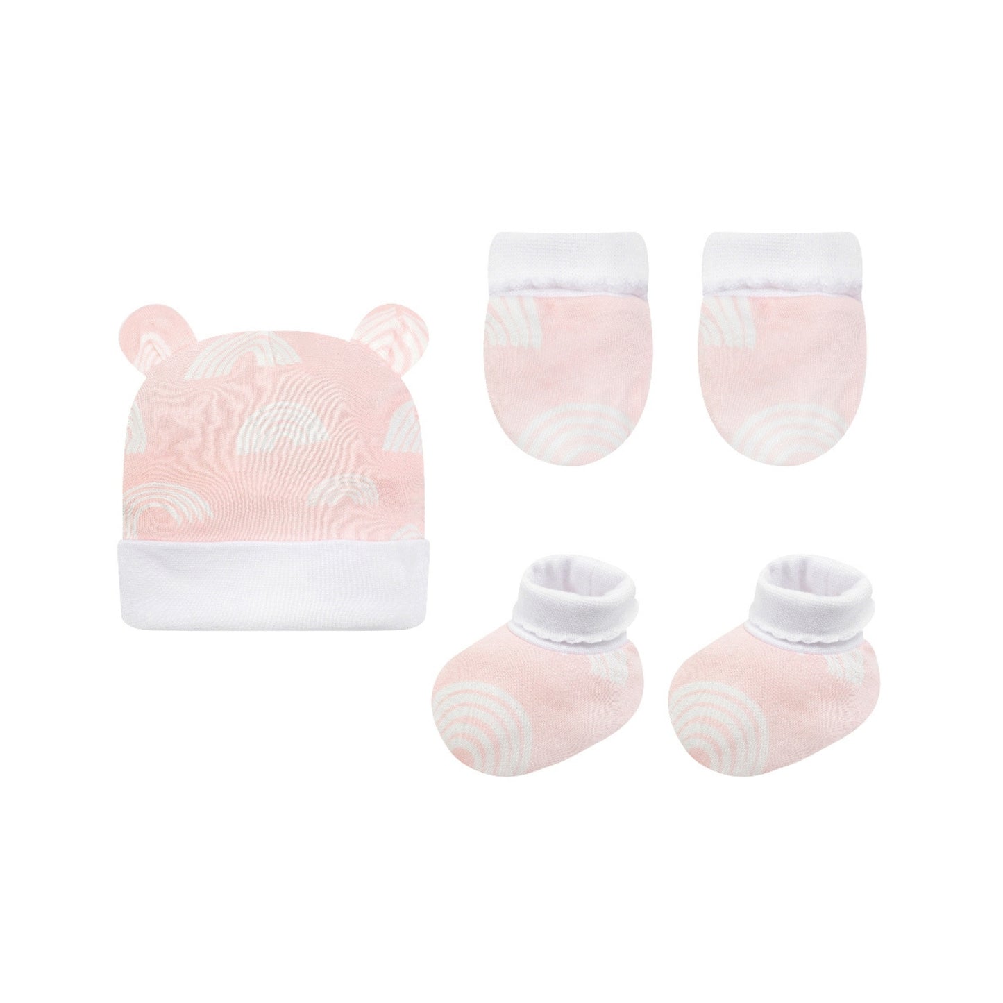 INFANCIE 3-Pc Bamboo Cotton Newborn Baby Booties, Mittens and Hat Gift Set (Pink)