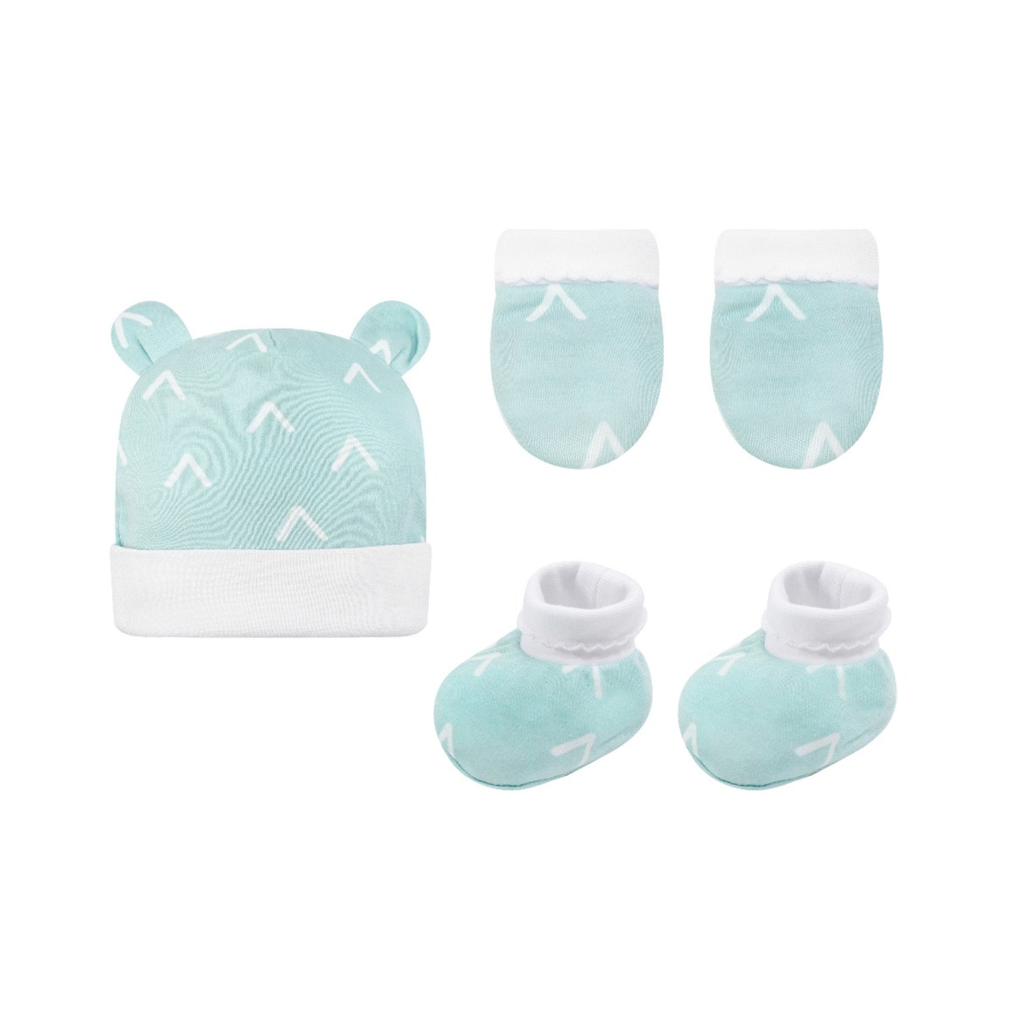 INFANCIE 3-Pc Bamboo Cotton Newborn Baby Booties, Mittens and Hat Gift Set (Mint)