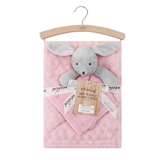 INFANCIE Blanket with Snuggle Toy (Pink Bunny)