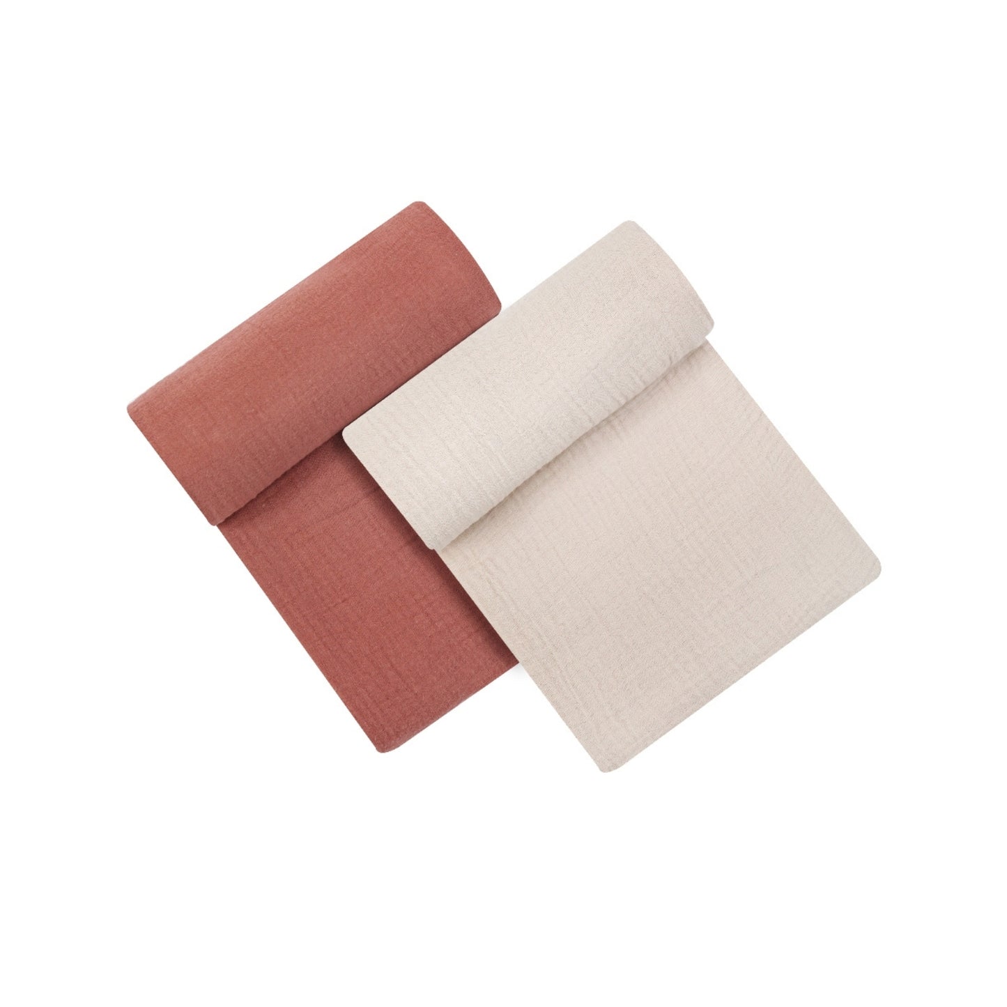 INFANCIE 2-Pc OrganicCotton Baby Muslin Blanket Gift Set (Caramel & Cream)