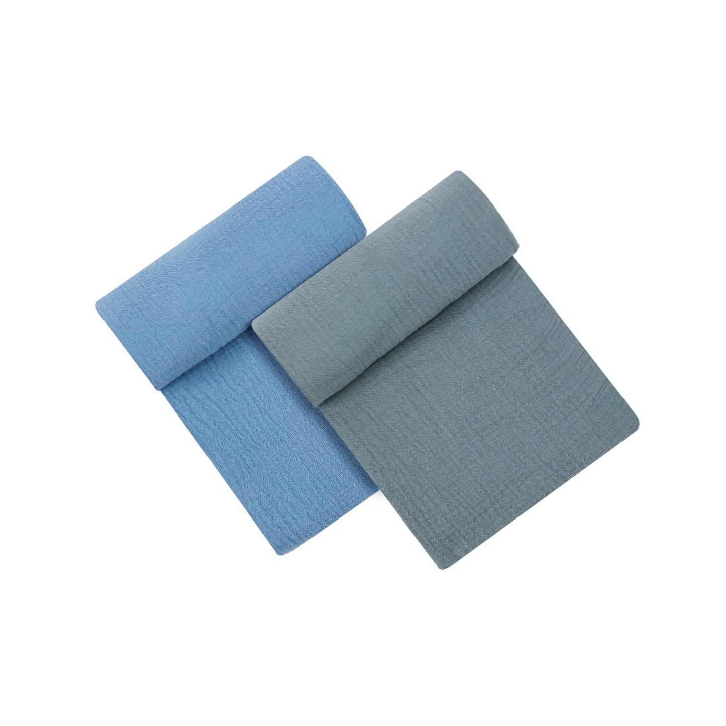 INFANCIE 2-Pc OrganicCotton Baby Muslin Blanket Gift Set (Teal & Blue)