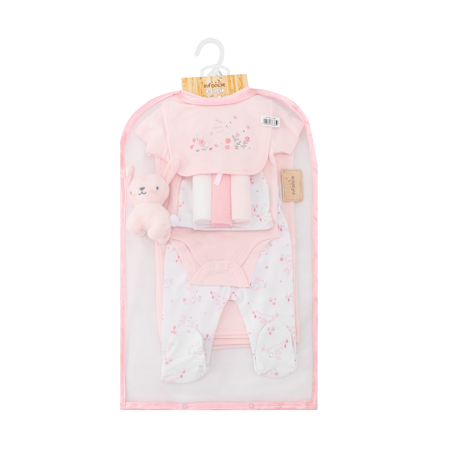 INFANCIE 10-Pc Essential Layette Gift Set (Pink Bunny)