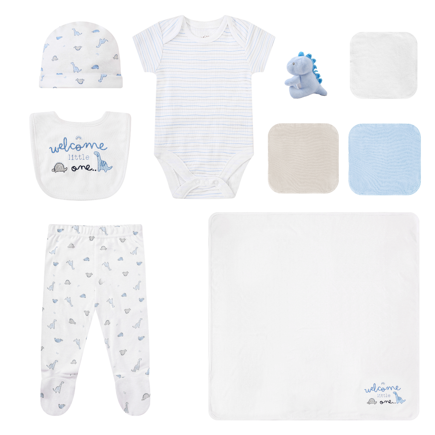 INFANCIE 10-Pc Essential Layette Gift Set (Blue Dino)