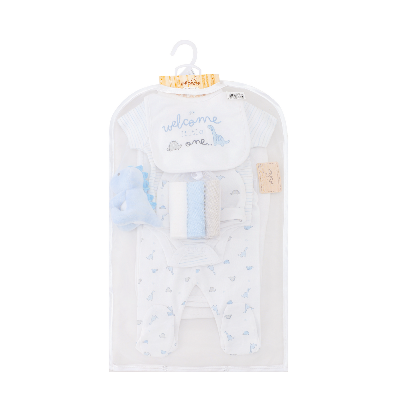 INFANCIE 10-Pc Essential Layette Gift Set (Blue Dino)