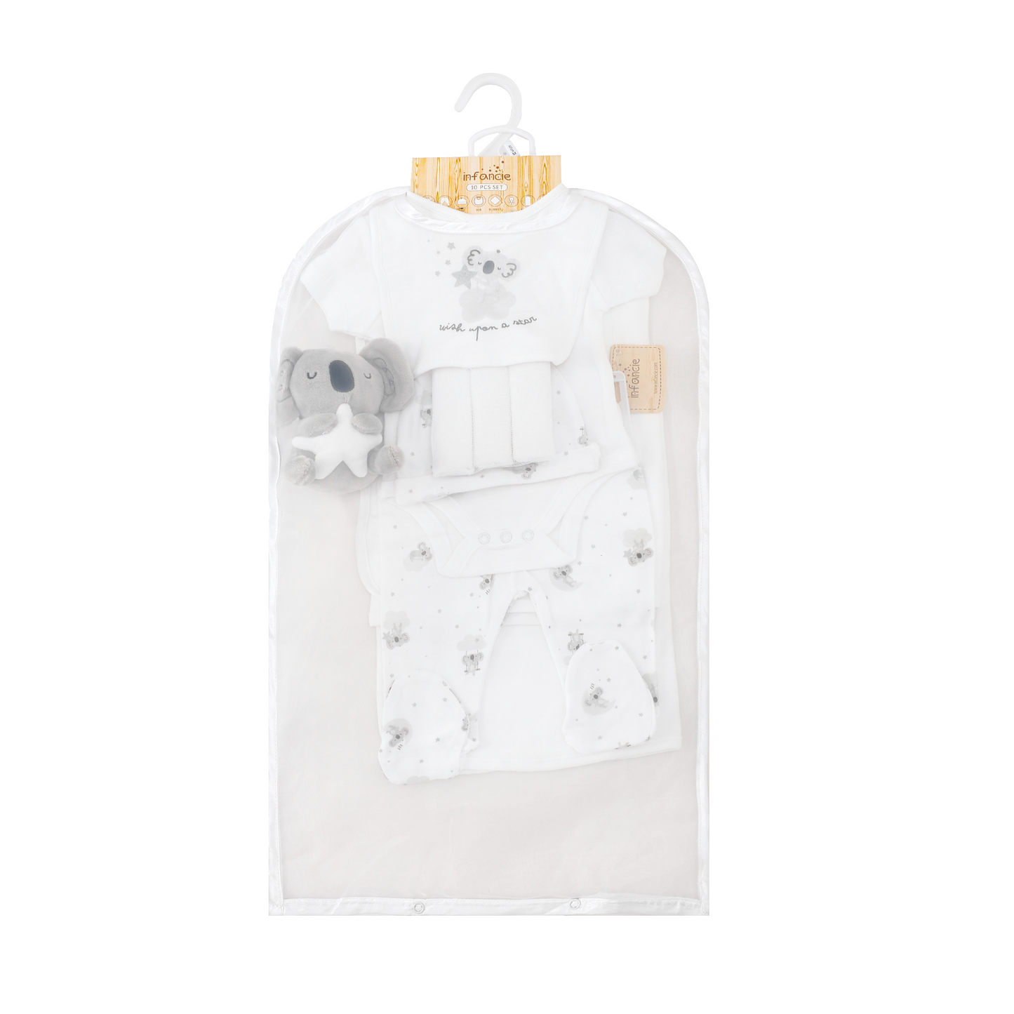 INFANCIE 10-Pc Essential Layette Gift Set (Grey Koala)