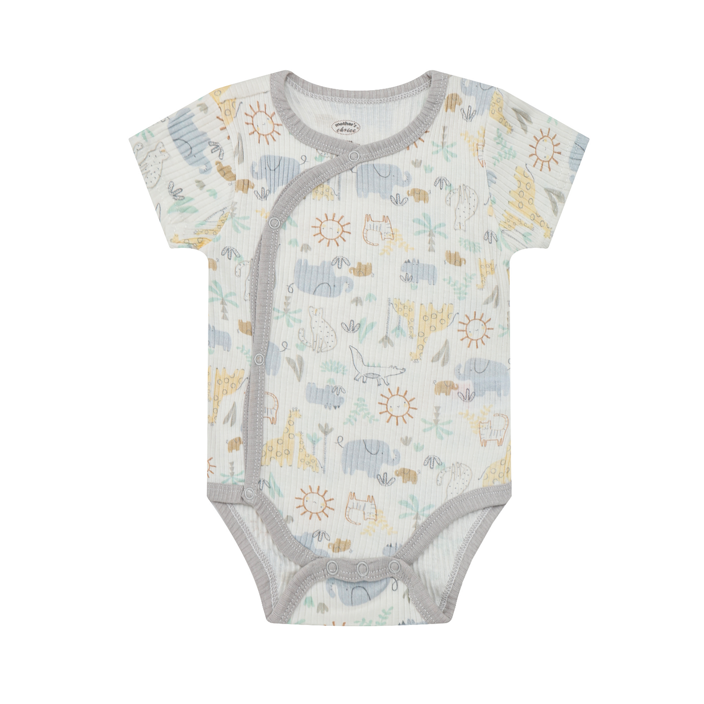 MOTHER'S CHOICE 5-Pc 100% Cotton Short-Sleeved Baby Bodysuit (Green/Yellow Safari)