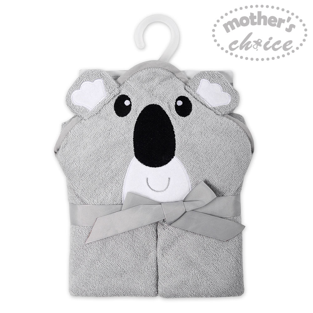 MOTHER'S CHOICE 100% Pure Cotton Infant / Baby 3D Hooded Towel (Bear, Grey)