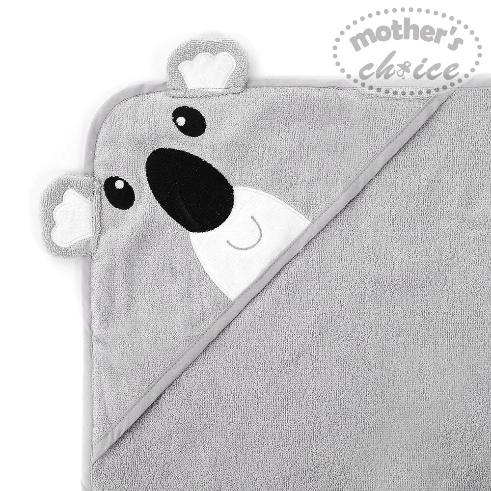 MOTHER'S CHOICE 100% Pure Cotton Infant / Baby 3D Hooded Towel (Bear, Grey)