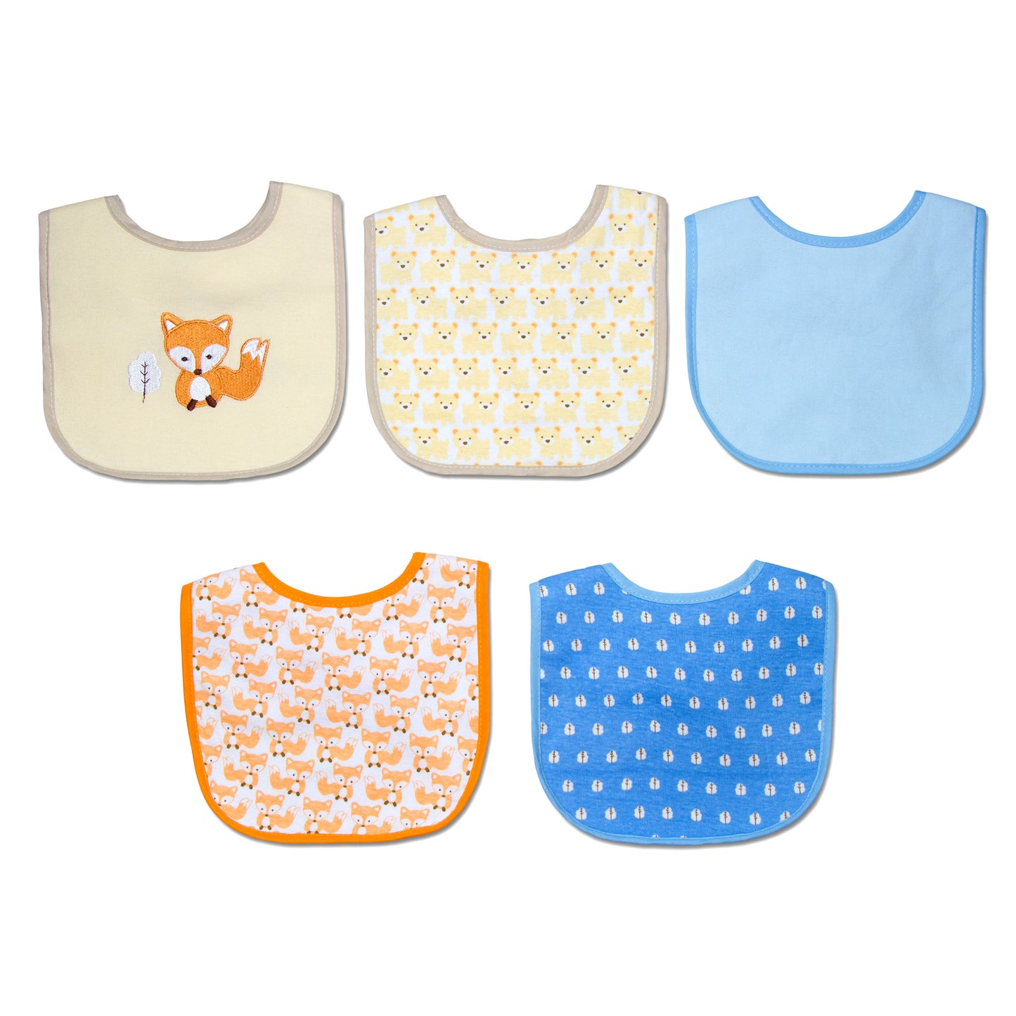 MOTHER'S CHOICE 5-Pc Cotton Everyday Bibs (Fox Theme)